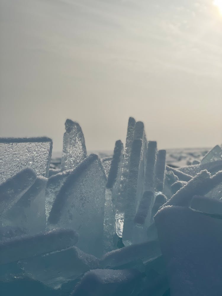 Barren Landscape Covered With Ice Sheets 