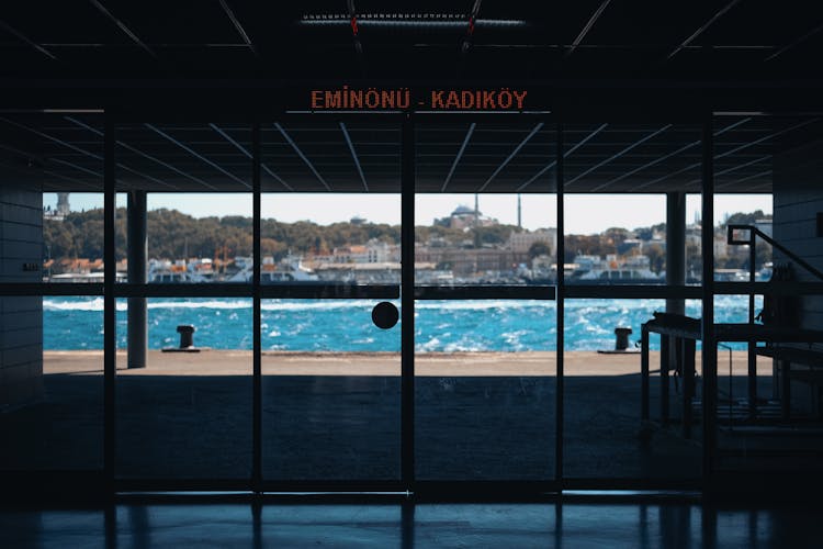 A Ferry Terminal With Glass Doors