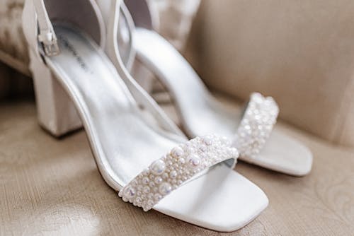 Close Up Shot of Wedding Shoes