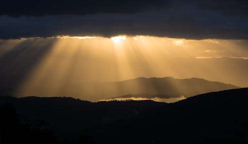 Silhouette of Mountains during Sunset