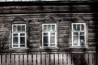 Wooden Framed Glass Window of House
