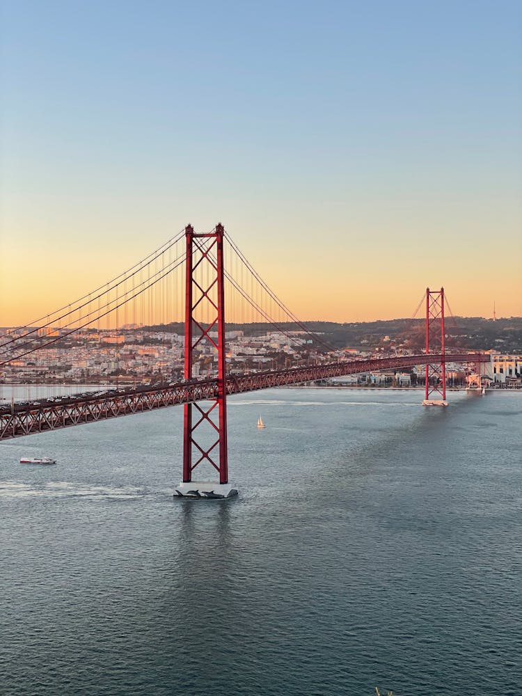 The 25 De Abril Bridge, Tagus River, Lisbon, Portugal 