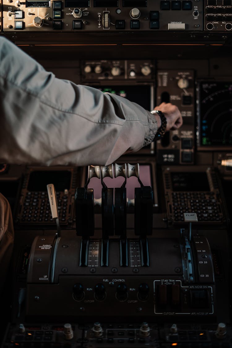 Arm In Airplane Cockpit