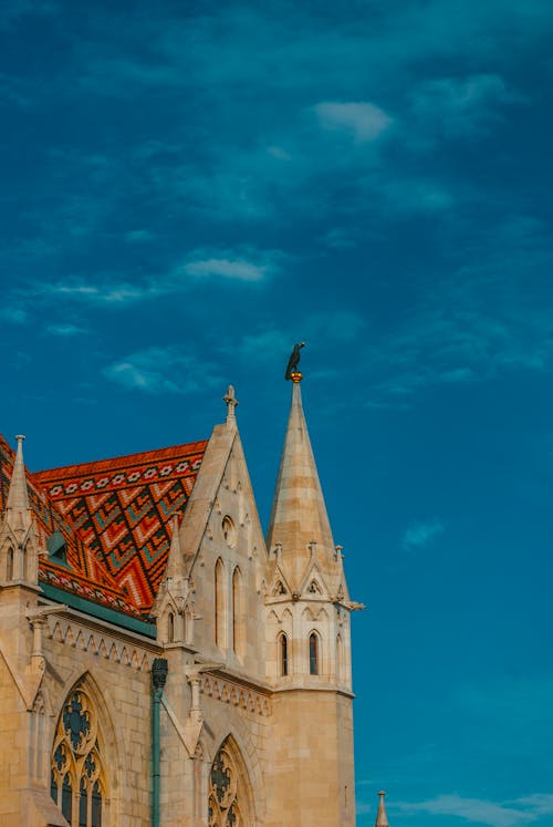 Free Tower of the Matthias Church Against the Sky, Budapest, Hungary Stock Photo