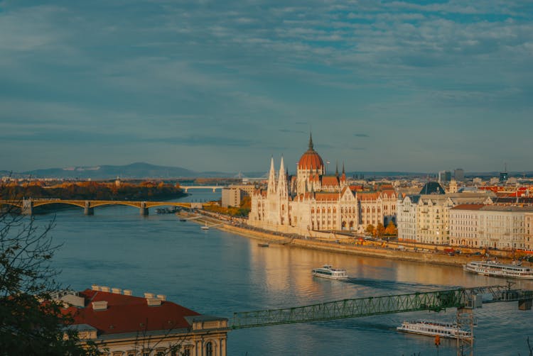 Budapest Parliament Building Over The Danube River, Budapest, Hungary