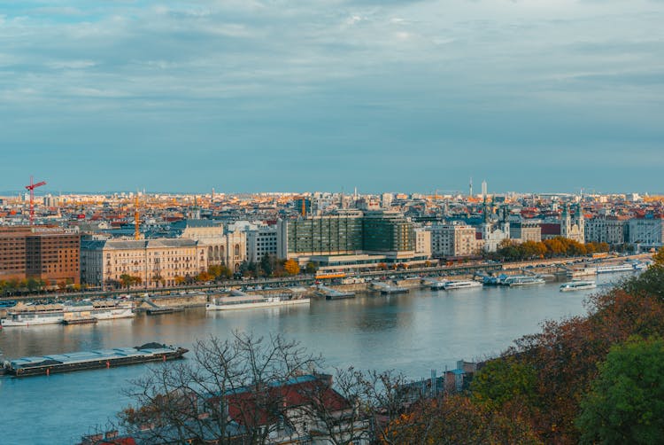 Panorama Of Large City Located At Canal