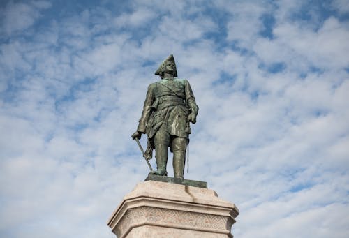 A Low Angle Shot of a Statue Standing