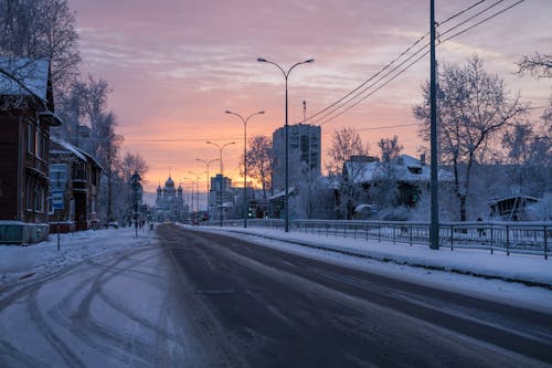 Empty Road During Winter Season 