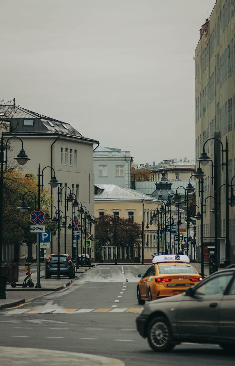 Taxi On City Street