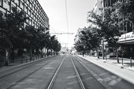 Grayscale Photo of Empty Road