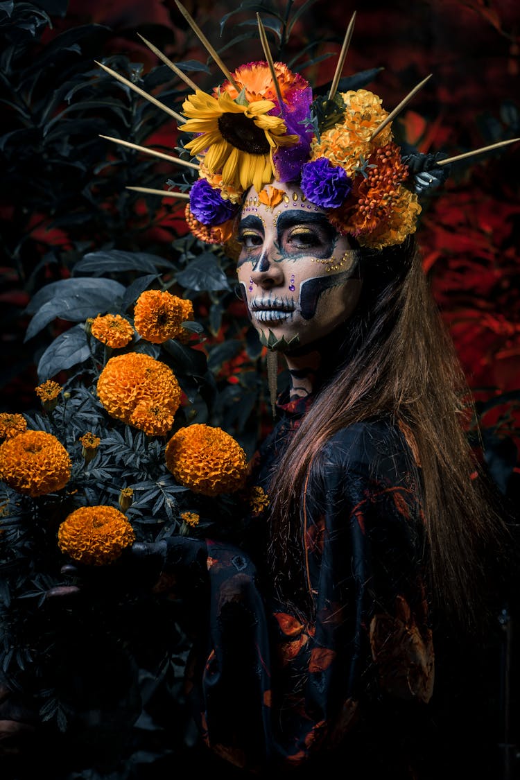 Women In Costume With Bouquet