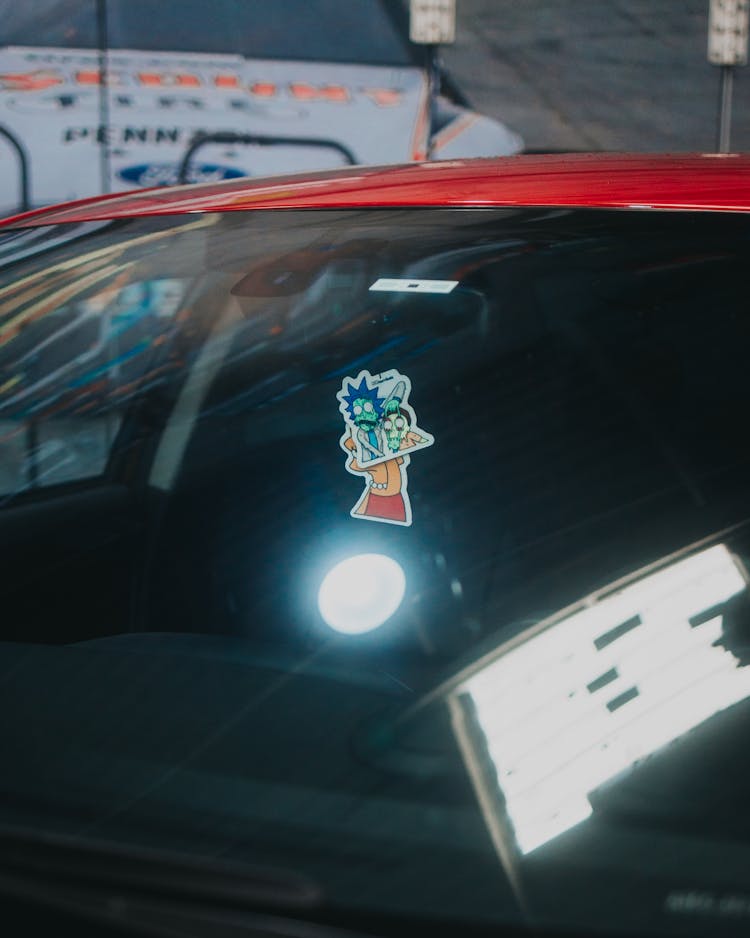 Funny Stickers On Windscreen Of Car