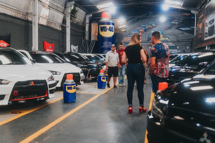 Parked Mitsubishi Cars Inside A Garage