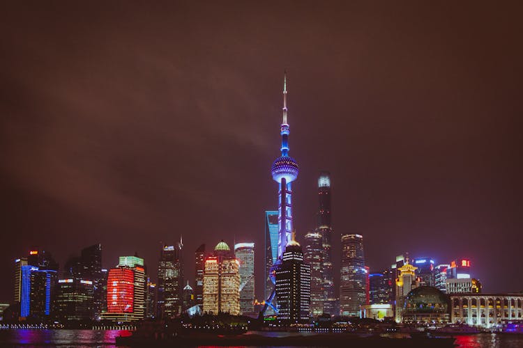 The Shanghai City Skyline At Night