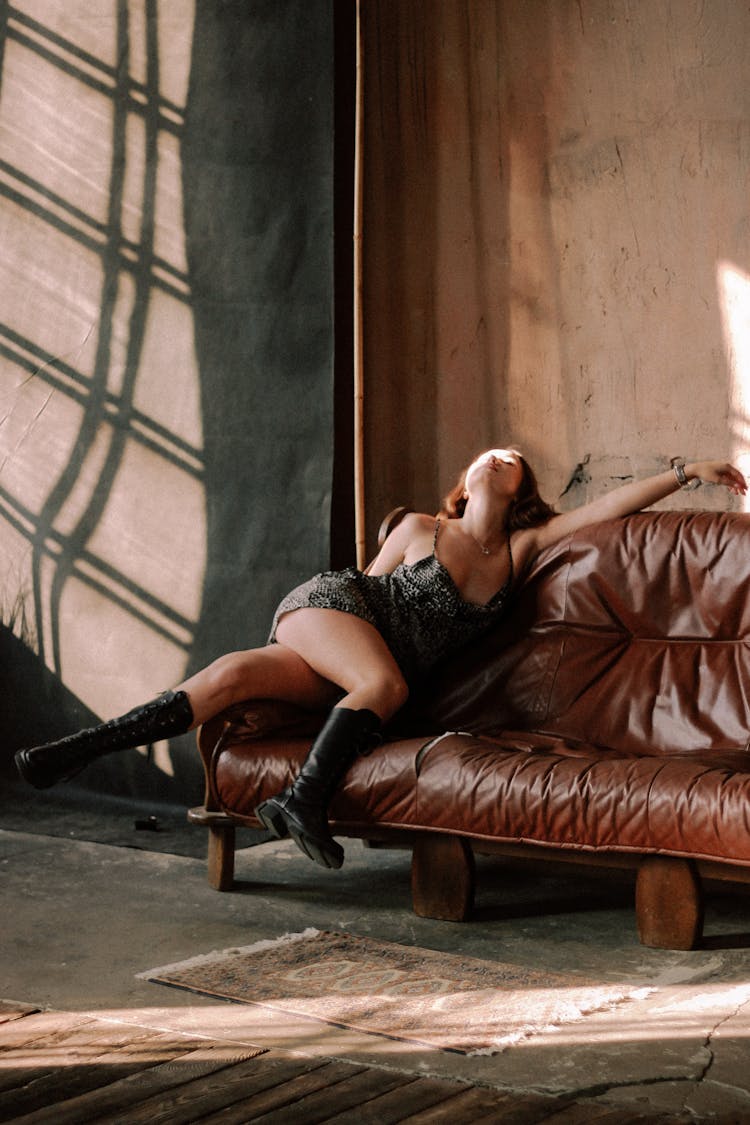 Woman Posing On Couch