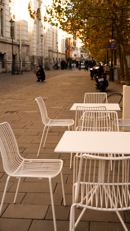 Free Tables and Chairs by the Road Stock Photo