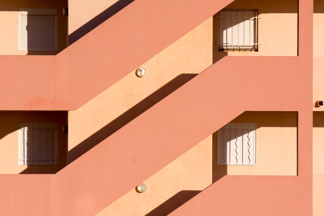 Vibrantly Colored Staircase of Residential Building