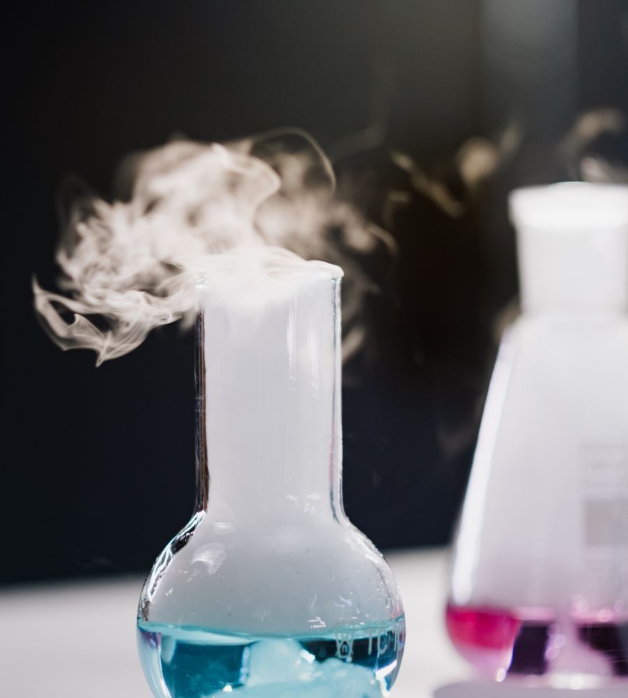 Chemical reactions in laboratory glassware