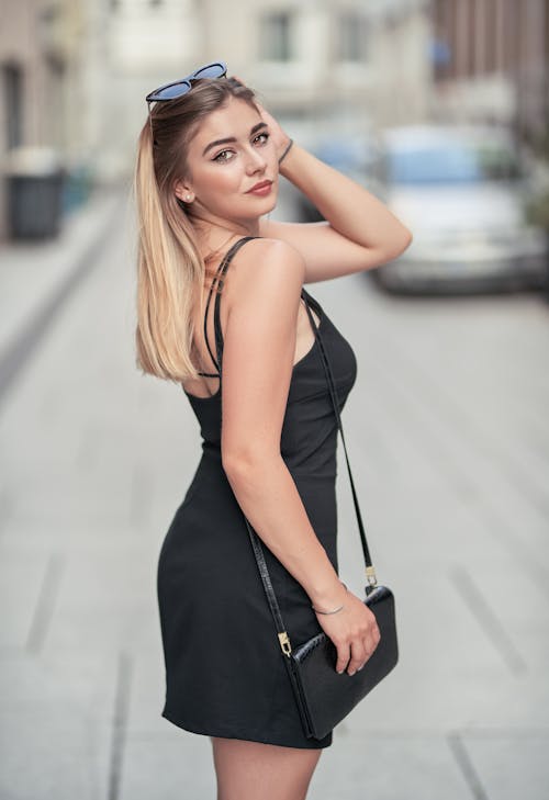 Woman in Black Mini Dress