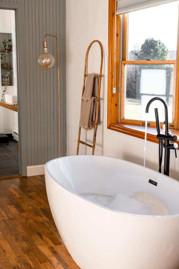 Rustic Wood-Accented Tub