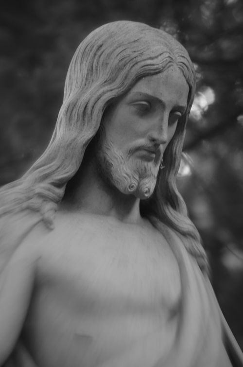 Free Black and white sculpture of Jesus Christ in Rhede, Germany. Stock Photo