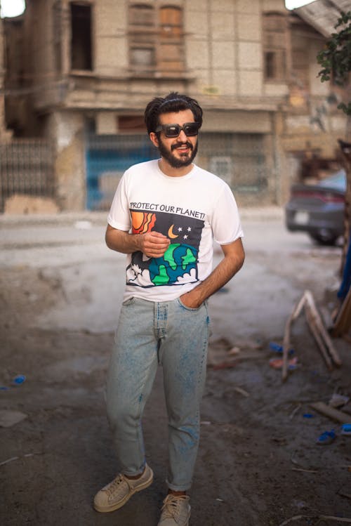 Bearded Man in White Shirt