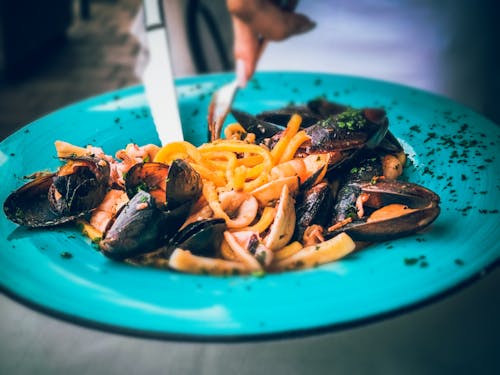 Free stock photo of food, mussels, pasta Stock Photo