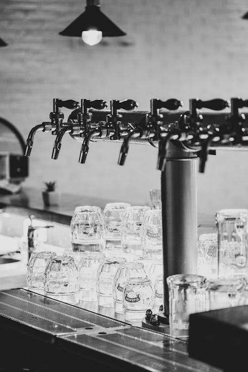Black and White Photo of Bar