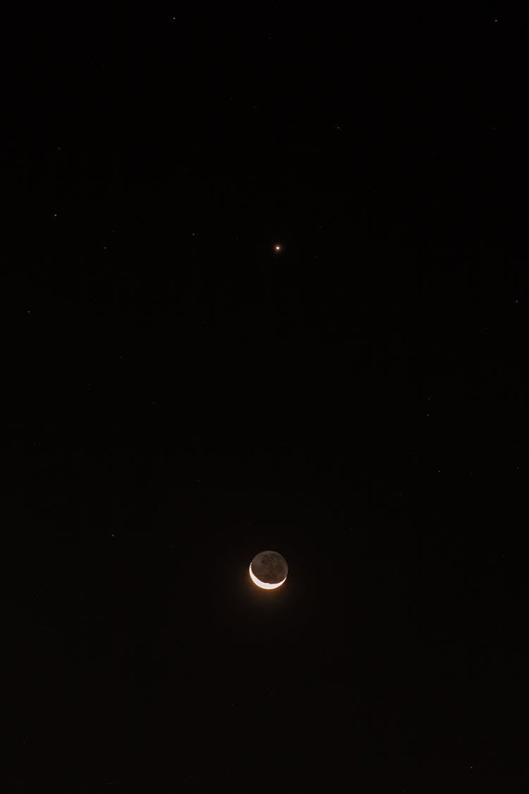 Moon And Star In The Sky During Night Time