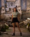 Woman Wearing a Lara Croft Inspired Outfit