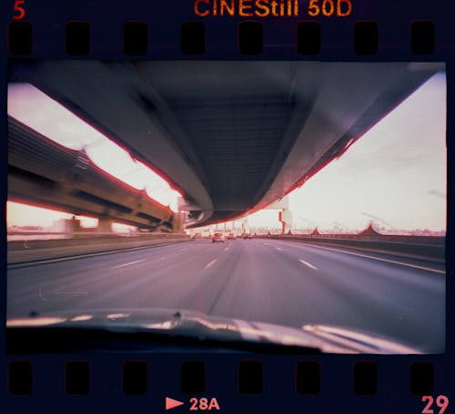 35mm film, karayolu, Polaroid içeren Ücretsiz stok fotoğraf