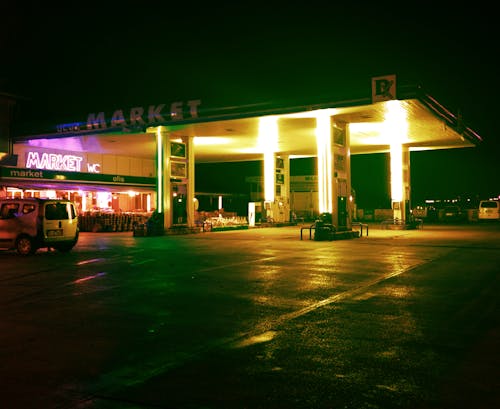 Gas Station During Night Time 