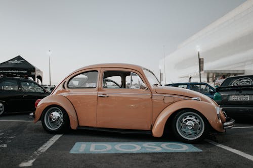 A Parked Orange Volkswagen 