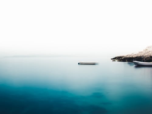 White Boat on Blue Sea