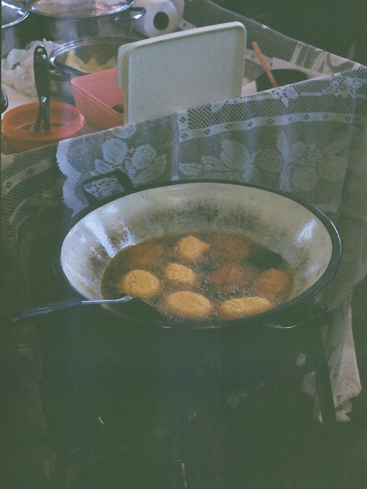 Film Photograph Of Food In A Pot 