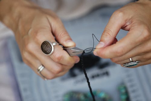 Close-up of Woman Making Jewellery 