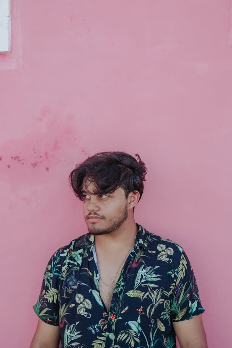 Young Man In A Floral Shirt 