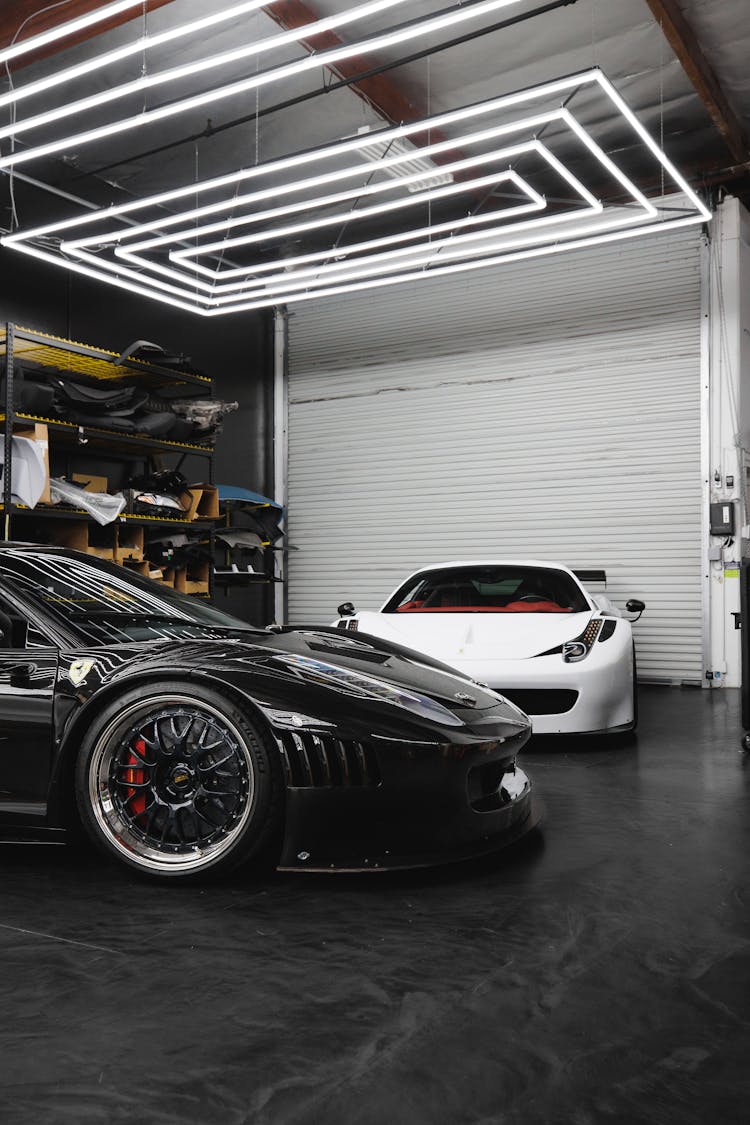 Supercars Parked Inside A Garage