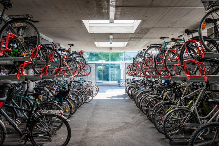 Bicycles Displayed In Bicycle Shop