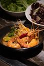 Cooked Shrimp on Black Ceramic Plate