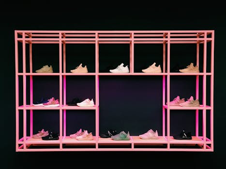 Pink Shoe Rack With Assorted-color-and-style Shoes