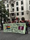 Crowd Holding Climate Change Protest Banner
