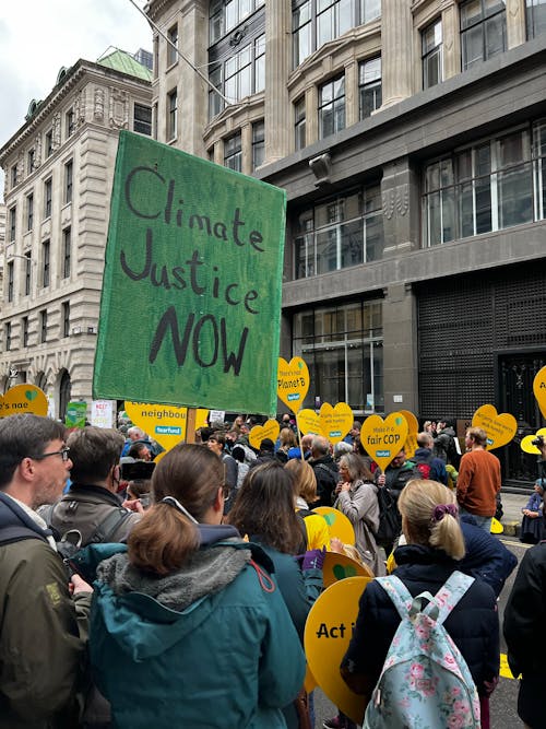 Free Crowd Holding Climate Change Protest Signs Stock Photo