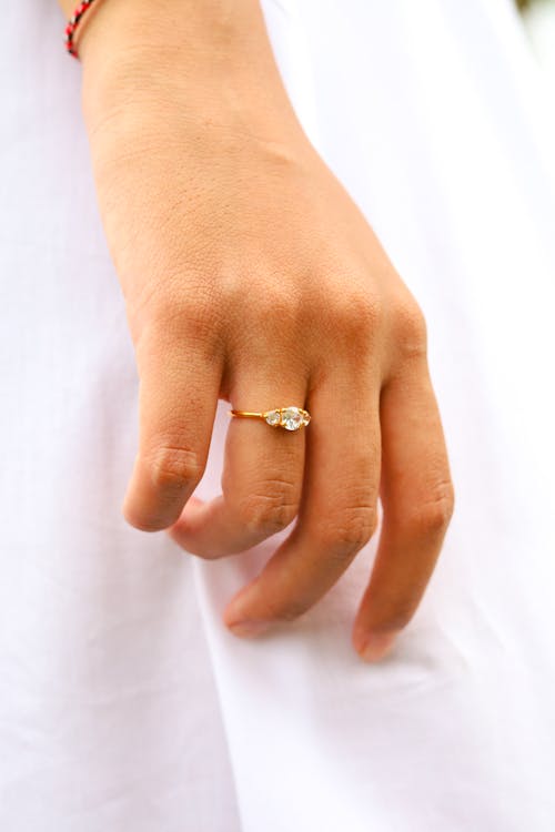 Close up of Engagement Ring on Woman Hand