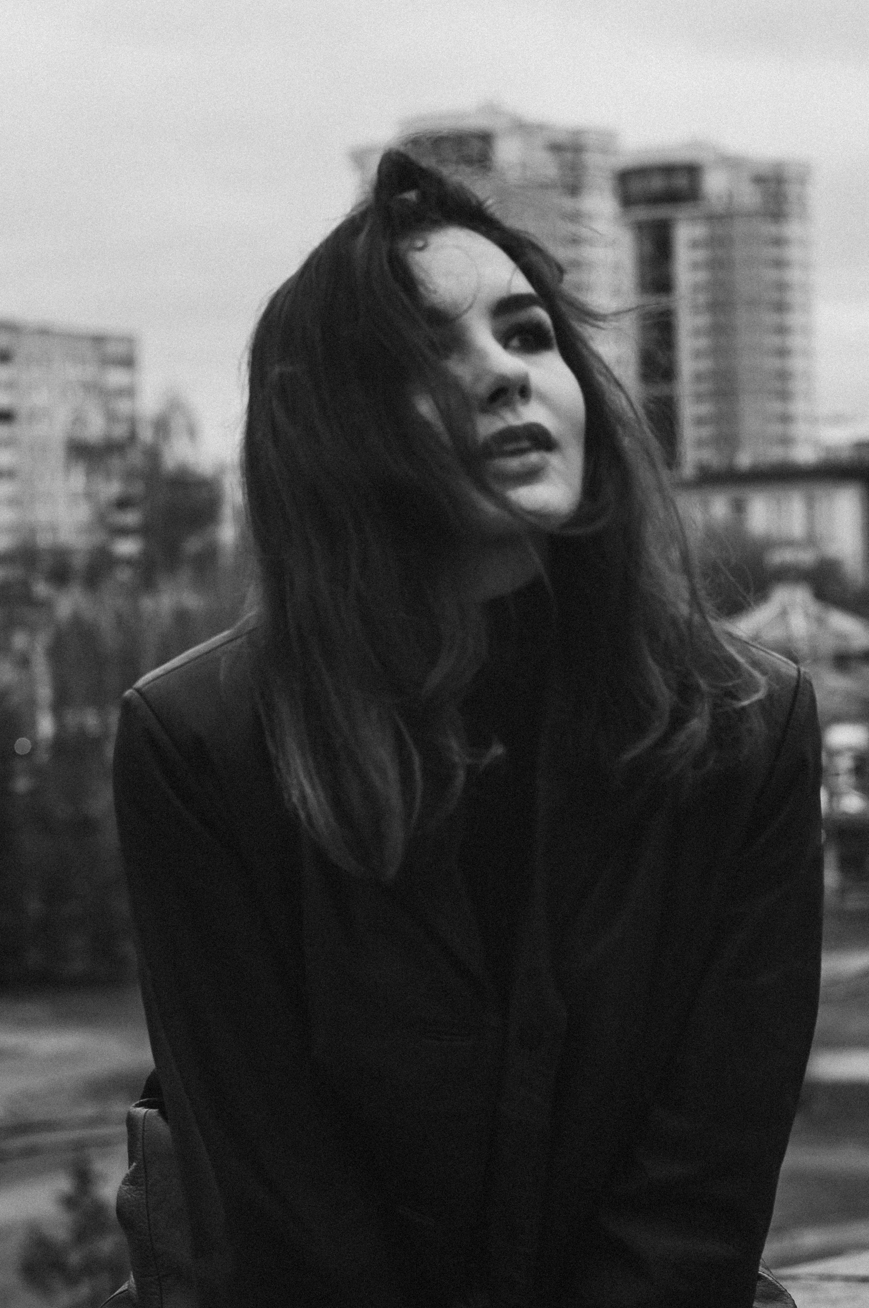 Woman Blowing Kiss in Black and White · Free Stock Photo