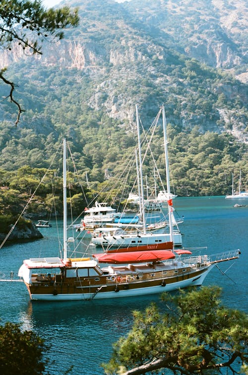 Gratis stockfoto met aangemeerd, baai, berg