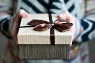 Brown and White Striped Gift Box