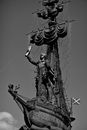 Grayscale Photo of 2 Men Riding on Ship