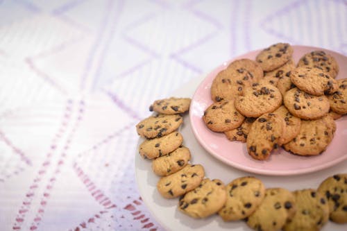 Free Cookies in Ceramic Plates Stock Photo
