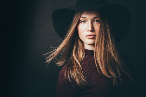 Free Woman in Black Hat  Stock Photo